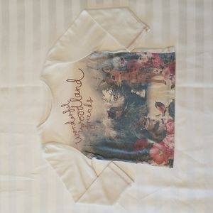 Girls Cream Long Sleeve Top w/ Woodland Creatures